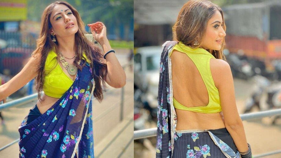 know some sexy neon saree styles from Naagin Surbhi Chandna